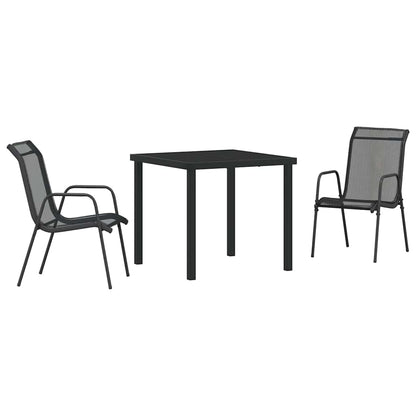 Garden Dining Set 3 pcs Black Powder-Coated Steel