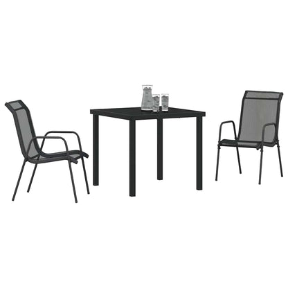 Garden Dining Set 3 pcs Black Powder-Coated Steel