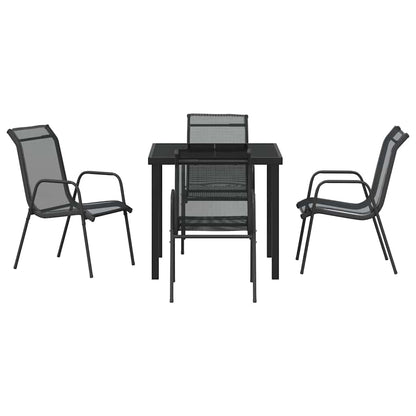 Garden Dining Set 5 pcs Black Powder-Coated Steel