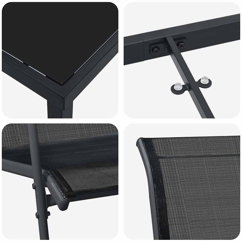 Garden Dining Set 7 pcs Black Powder-Coated Steel