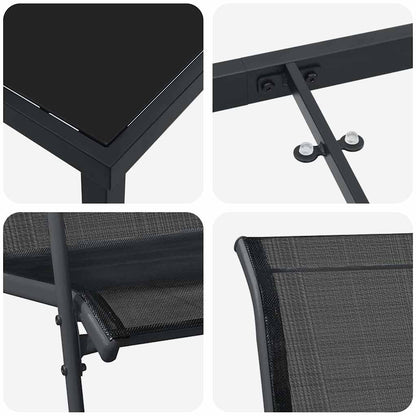 Garden Dining Set 9 pcs Black Powder-Coated Steel