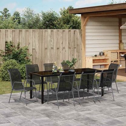 Garden Dining Set 9 pcs Black Powder-Coated Steel