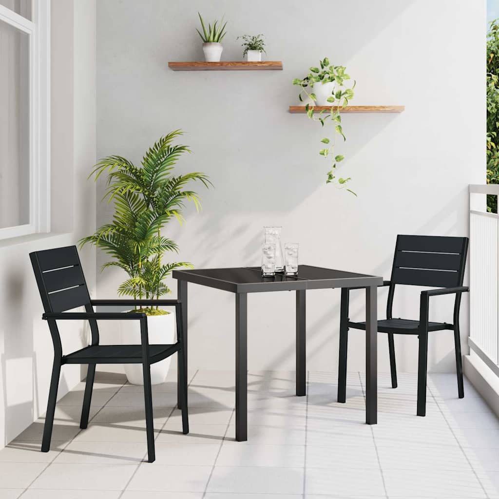 Garden Dining Set 3 pcs Black Powder-Coated Steel