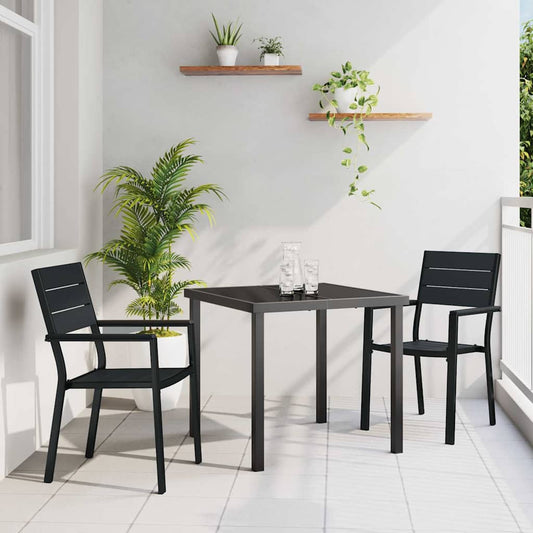 Garden Dining Set 3 pcs Black Powder-Coated Steel