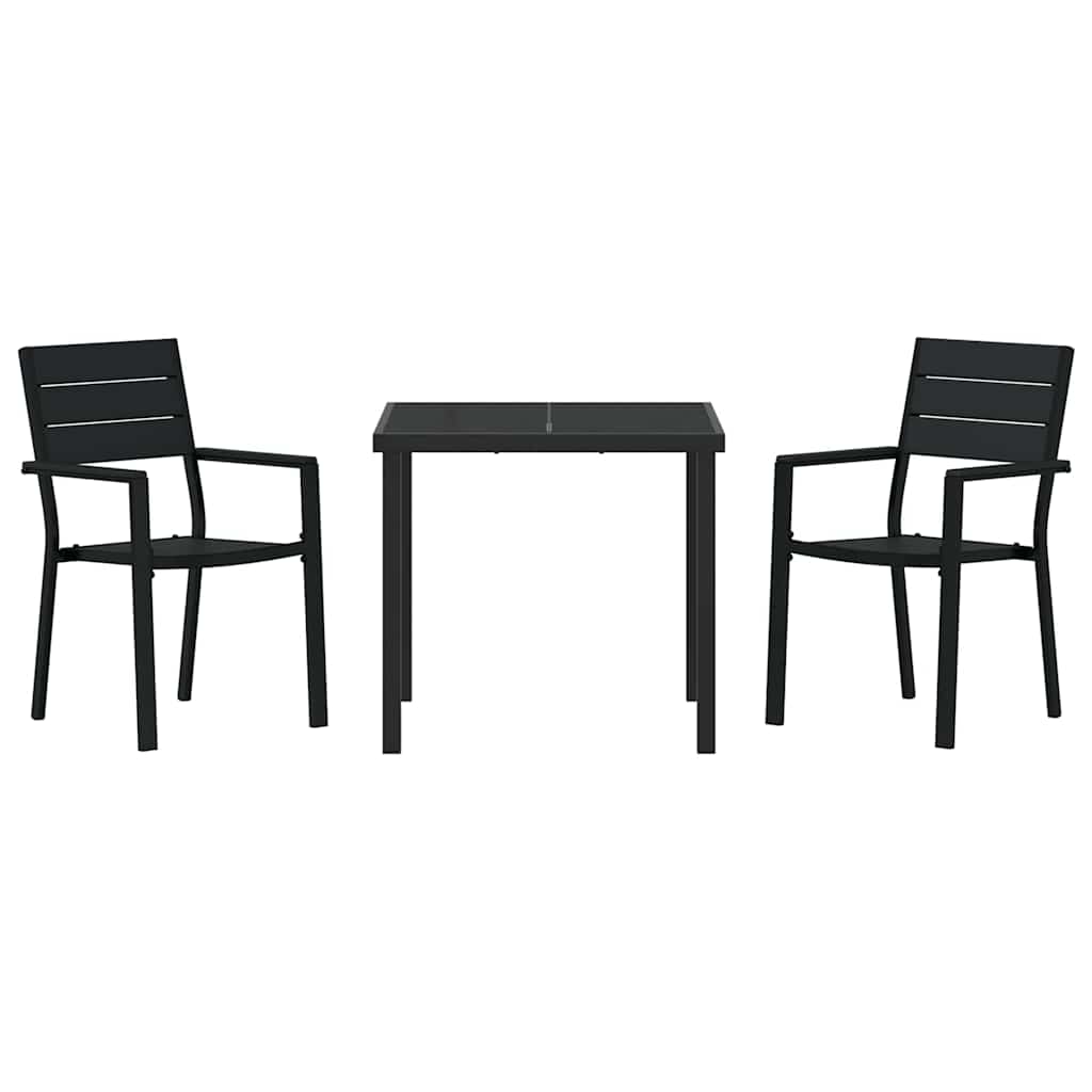 Garden Dining Set 3 pcs Black Powder-Coated Steel