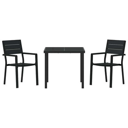 Garden Dining Set 3 pcs Black Powder-Coated Steel