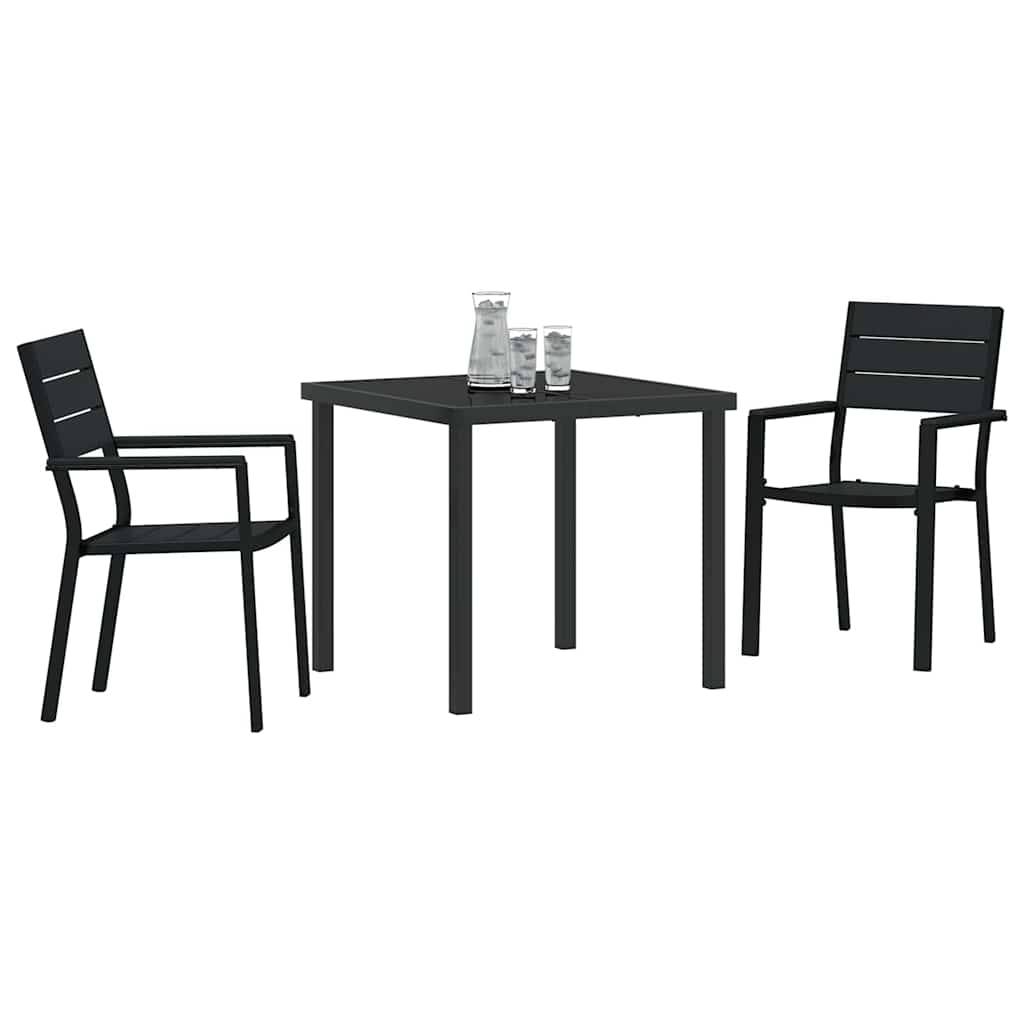 Garden Dining Set 3 pcs Black Powder-Coated Steel