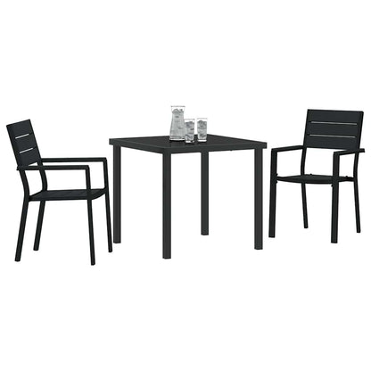Garden Dining Set 3 pcs Black Powder-Coated Steel