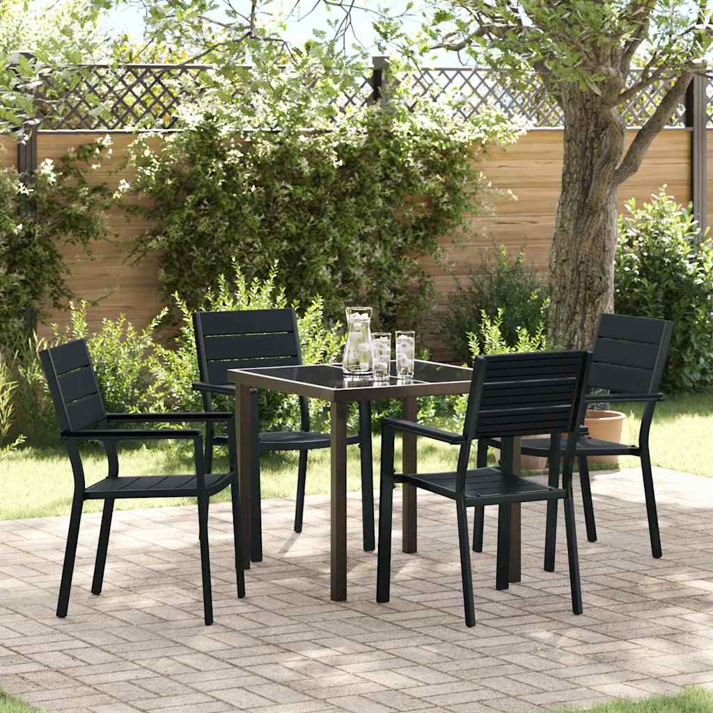Garden Dining Set 5 pcs Black Powder-Coated Steel