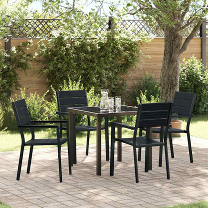 Garden Dining Set 5 pcs Black Powder-Coated Steel
