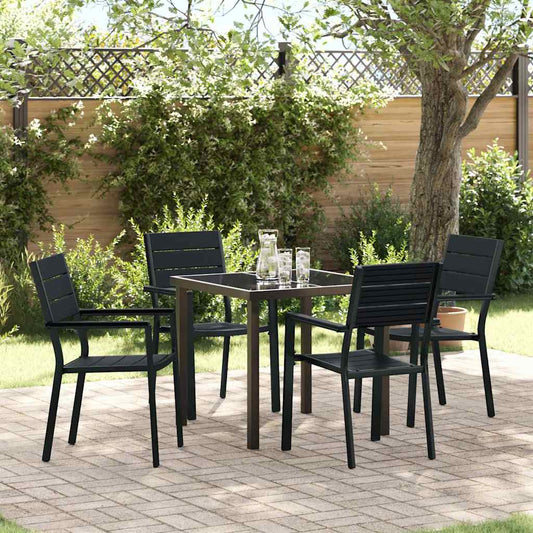 Garden Dining Set 5 pcs Black Powder-Coated Steel
