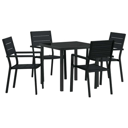 Garden Dining Set 5 pcs Black Powder-Coated Steel