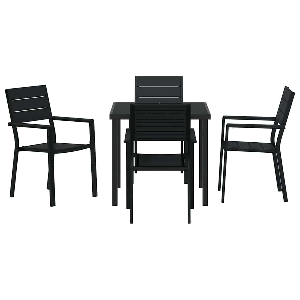 Garden Dining Set 5 pcs Black Powder-Coated Steel