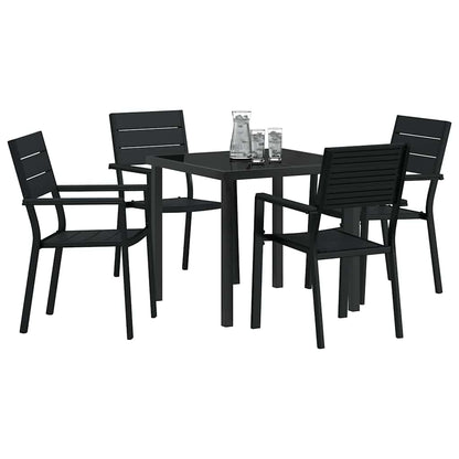 Garden Dining Set 5 pcs Black Powder-Coated Steel