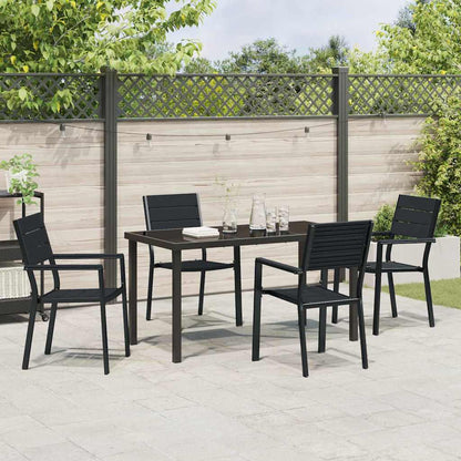 Garden Dining Set 5 pcs Black Powder-Coated Steel