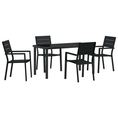 Garden Dining Set 5 pcs Black Powder-Coated Steel