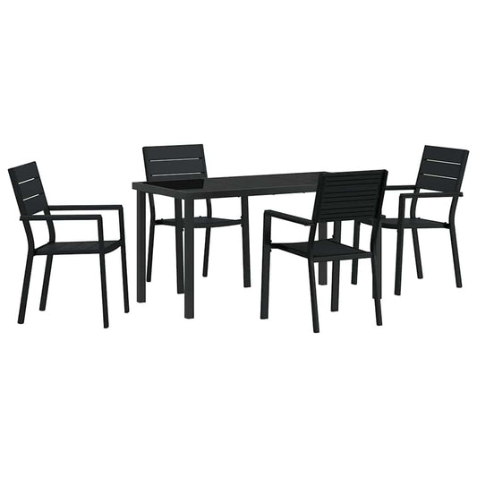 Garden Dining Set 5 pcs Black Powder-Coated Steel