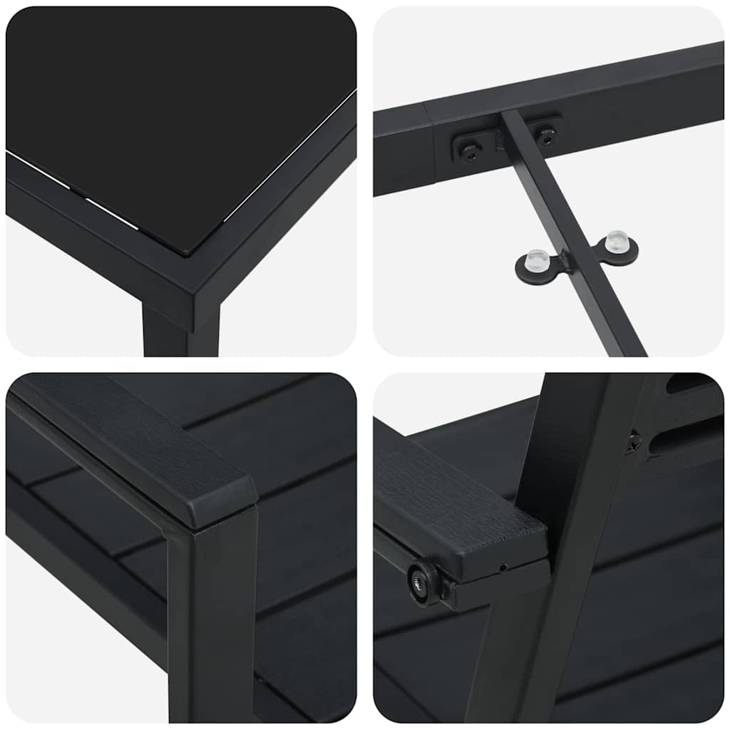 Garden Dining Set 5 pcs Black Powder-Coated Steel