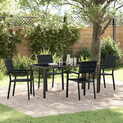 Garden Dining Set 5 pcs Black Powder-Coated Steel