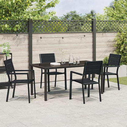 Garden Dining Set 5 pcs Black Powder-Coated Steel