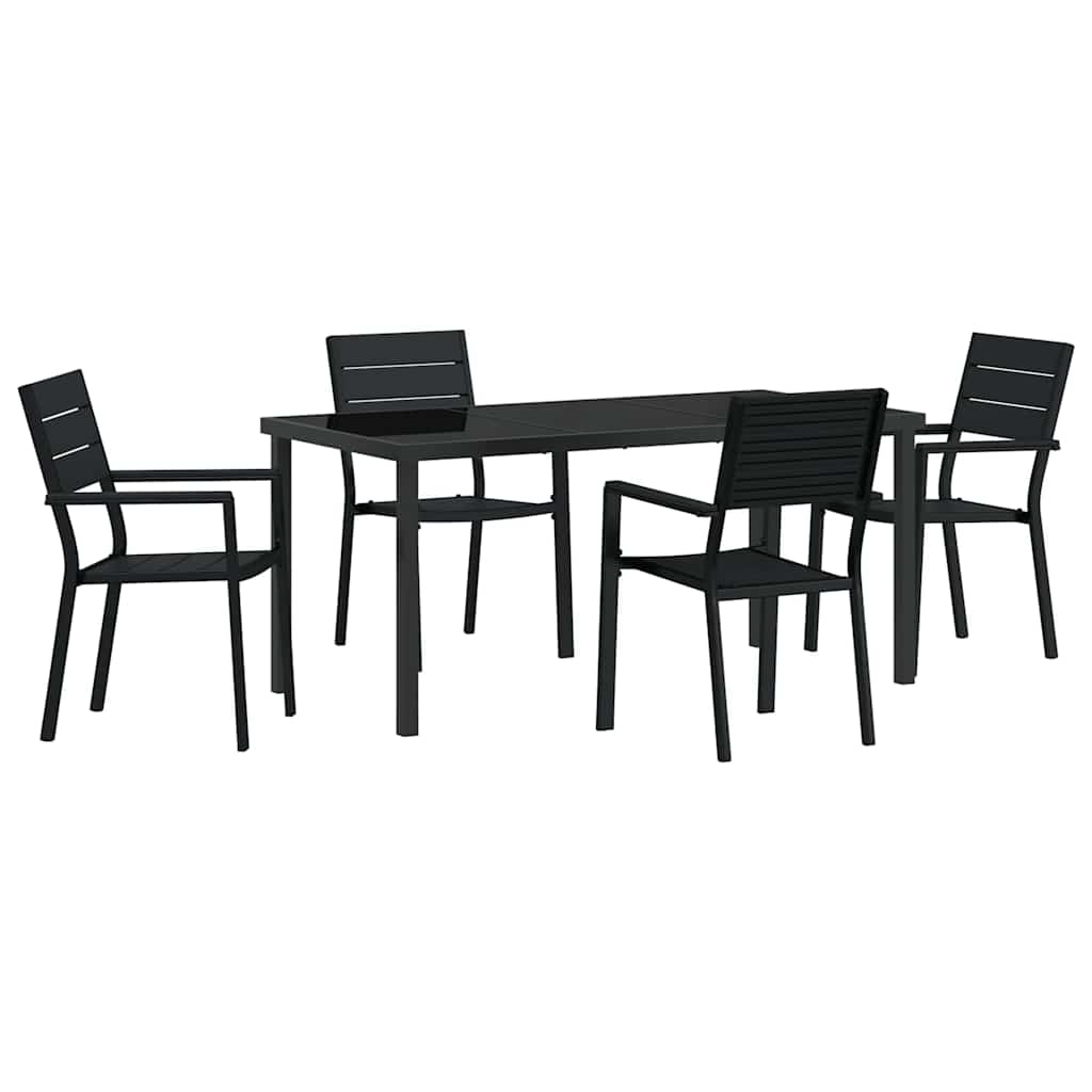 Garden Dining Set 5 pcs Black Powder-Coated Steel