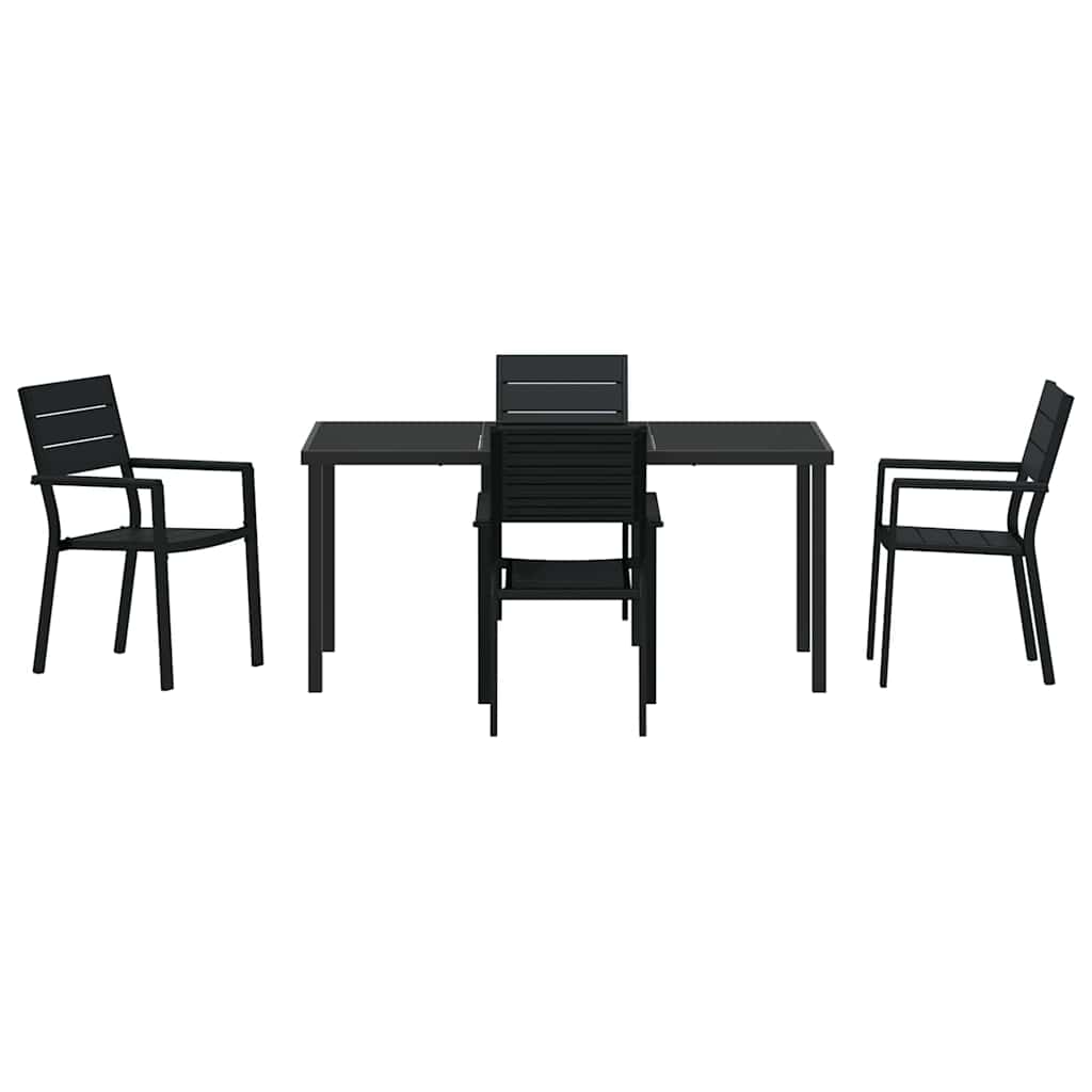 Garden Dining Set 5 pcs Black Powder-Coated Steel