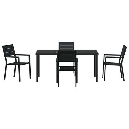Garden Dining Set 5 pcs Black Powder-Coated Steel