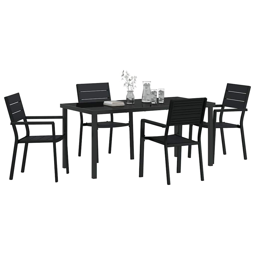Garden Dining Set 5 pcs Black Powder-Coated Steel