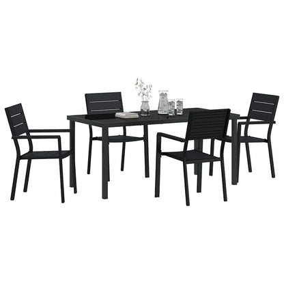Garden Dining Set 5 pcs Black Powder-Coated Steel