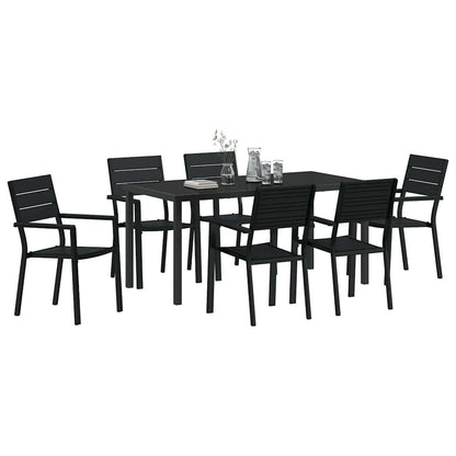 Garden Dining Set 7 pcs Black Powder-Coated Steel