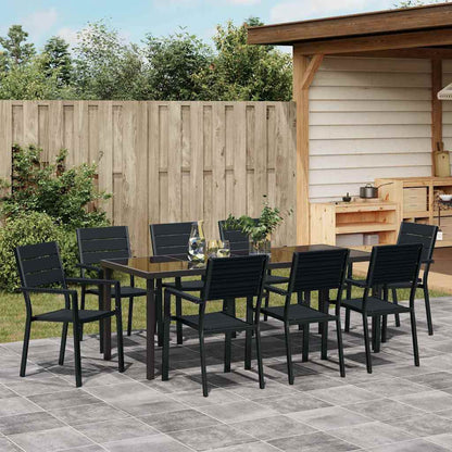 Garden Dining Set 9 pcs Black Powder-Coated Steel