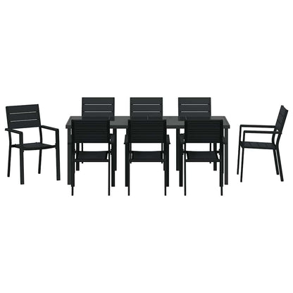 Garden Dining Set 9 pcs Black Powder-Coated Steel