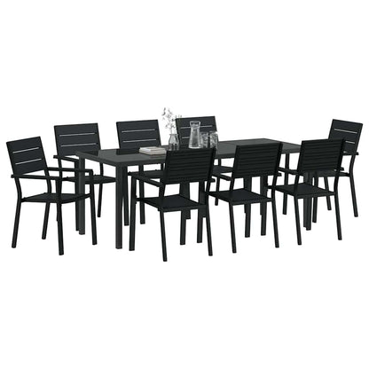 Garden Dining Set 9 pcs Black Powder-Coated Steel