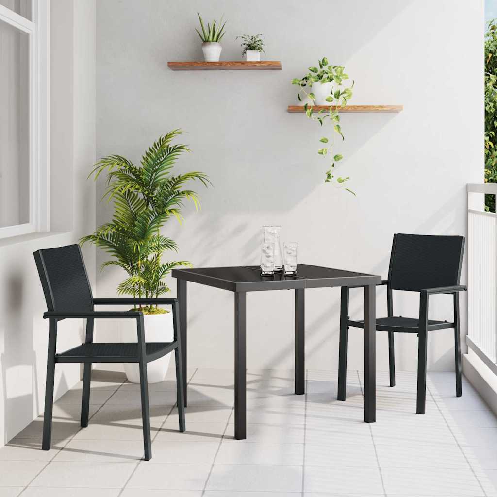 Garden Dining Set 3 pcs Black Powder-Coated Steel