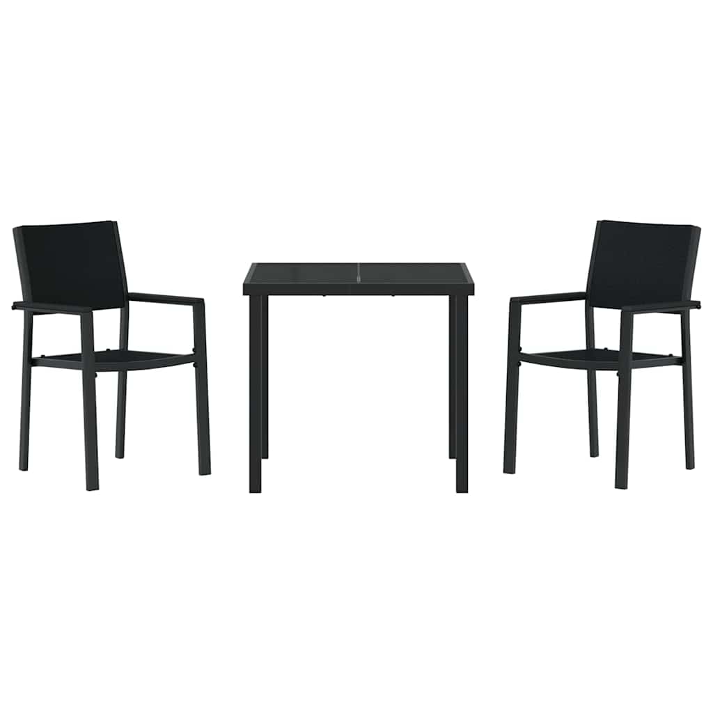 Garden Dining Set 3 pcs Black Powder-Coated Steel
