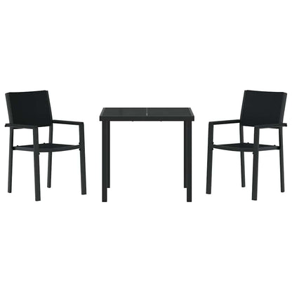 Garden Dining Set 3 pcs Black Powder-Coated Steel
