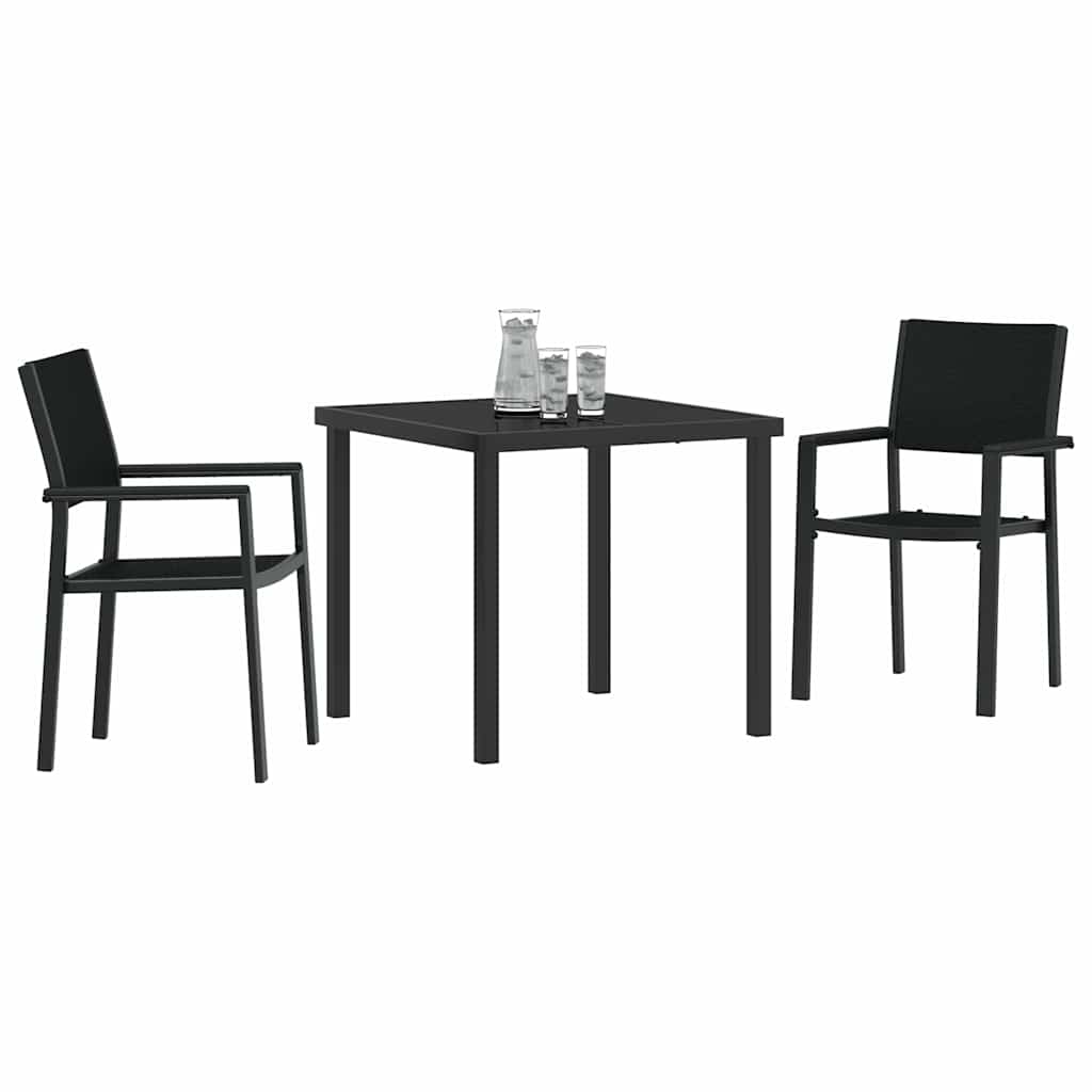 Garden Dining Set 3 pcs Black Powder-Coated Steel