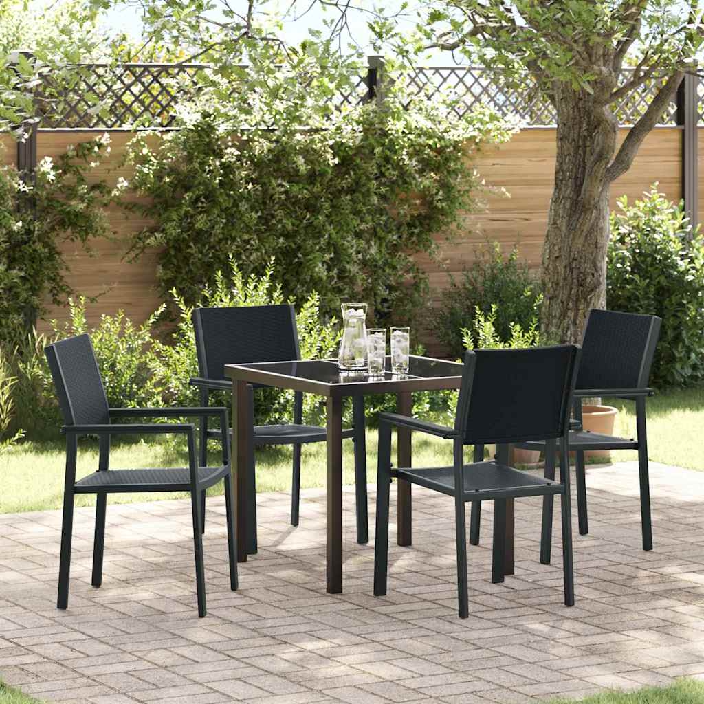 Garden Dining Set 5 pcs Black Powder-Coated Steel