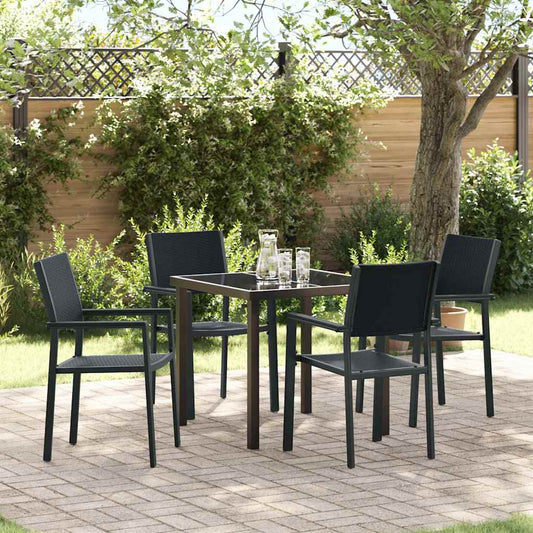 Garden Dining Set 5 pcs Black Powder-Coated Steel