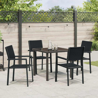 Garden Dining Set 5 pcs Black Powder-Coated Steel