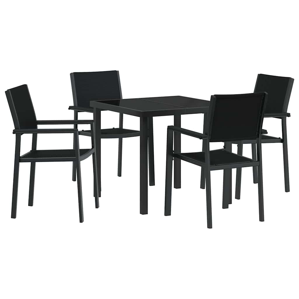 Garden Dining Set 5 pcs Black Powder-Coated Steel