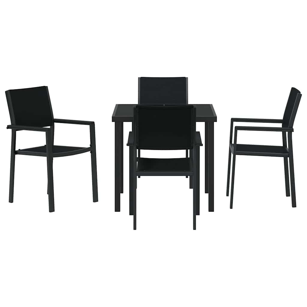 Garden Dining Set 5 pcs Black Powder-Coated Steel