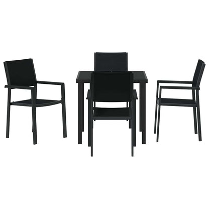 Garden Dining Set 5 pcs Black Powder-Coated Steel