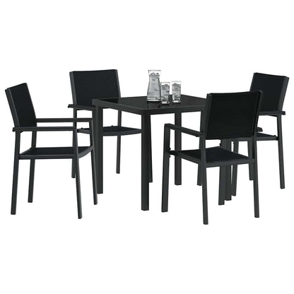 Garden Dining Set 5 pcs Black Powder-Coated Steel