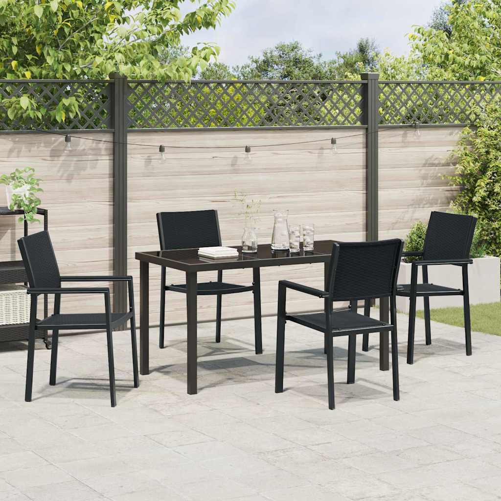 Garden Dining Set 5 pcs Black Powder-Coated Steel