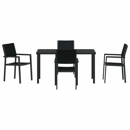 Garden Dining Set 5 pcs Black Powder-Coated Steel