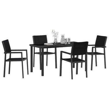 Garden Dining Set 5 pcs Black Powder-Coated Steel