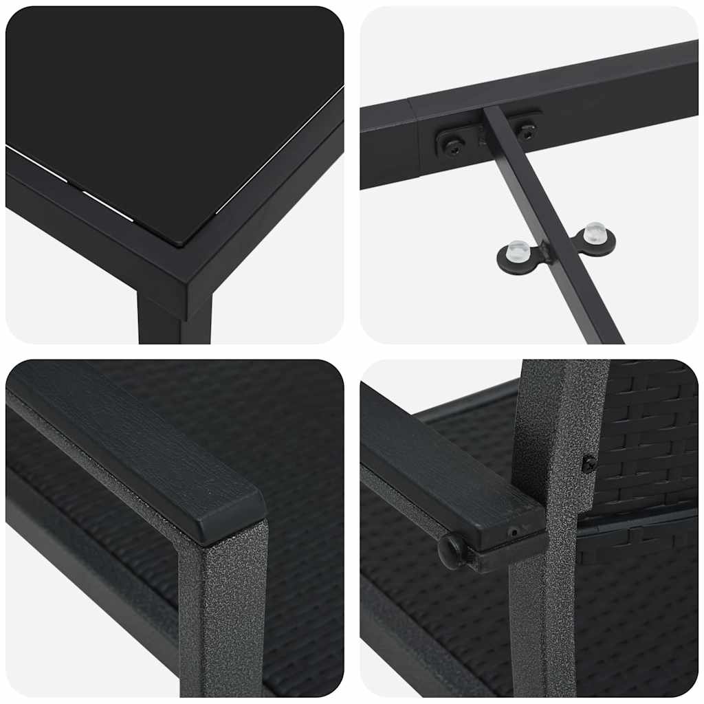 Garden Dining Set 5 pcs Black Powder-Coated Steel