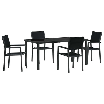 Garden Dining Set 5 pcs Black Powder-Coated Steel