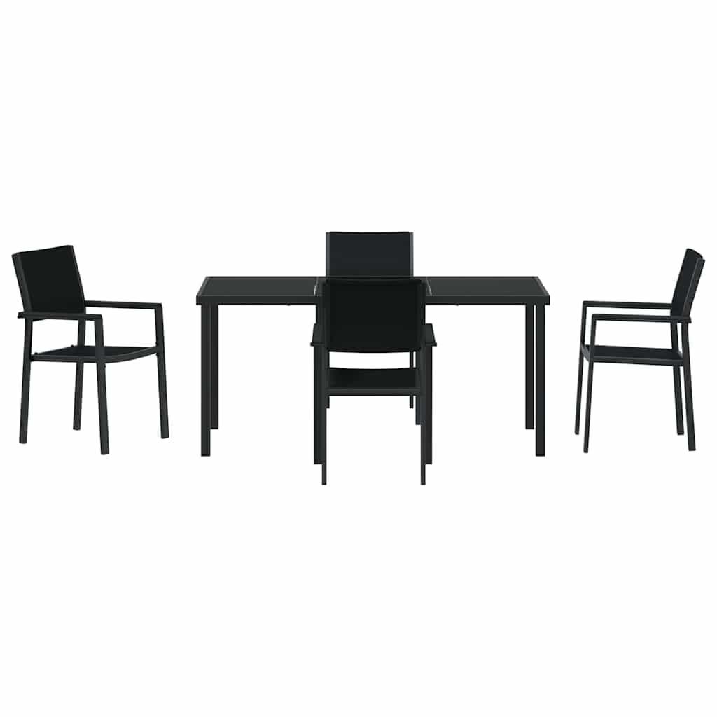 Garden Dining Set 5 pcs Black Powder-Coated Steel